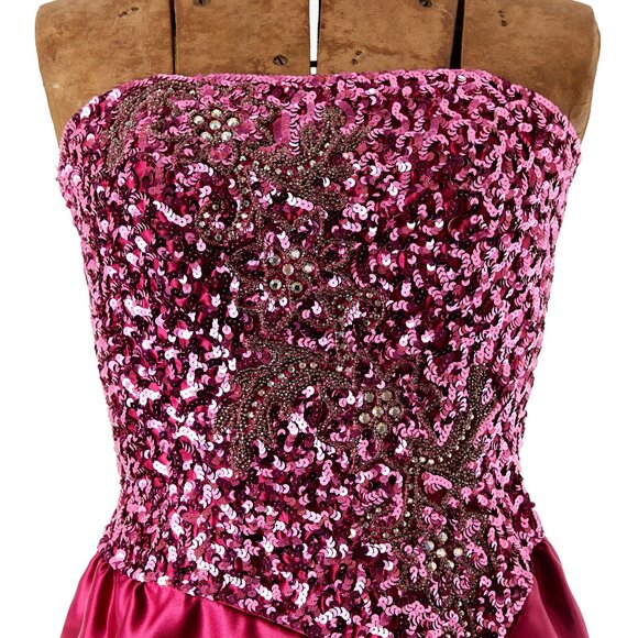 Fushia Mike Benet Sequined Strapless Gown - Picture 2 of 6